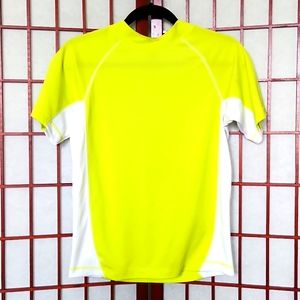 OP Neon yellow/white short-sleeved exercise sport tee shirt Boy's size L (10-12)